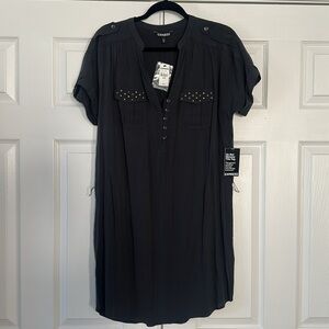 Express Charcoal Studded Shirt Dress Size Medium NWT